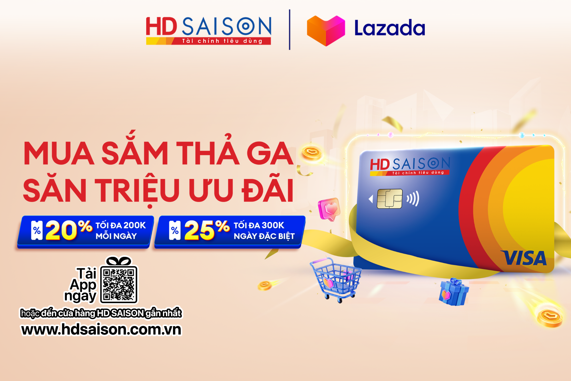 Mua sắm thả ga, săn triệu ưu đãi thẻ HD SAISON tại Lazada