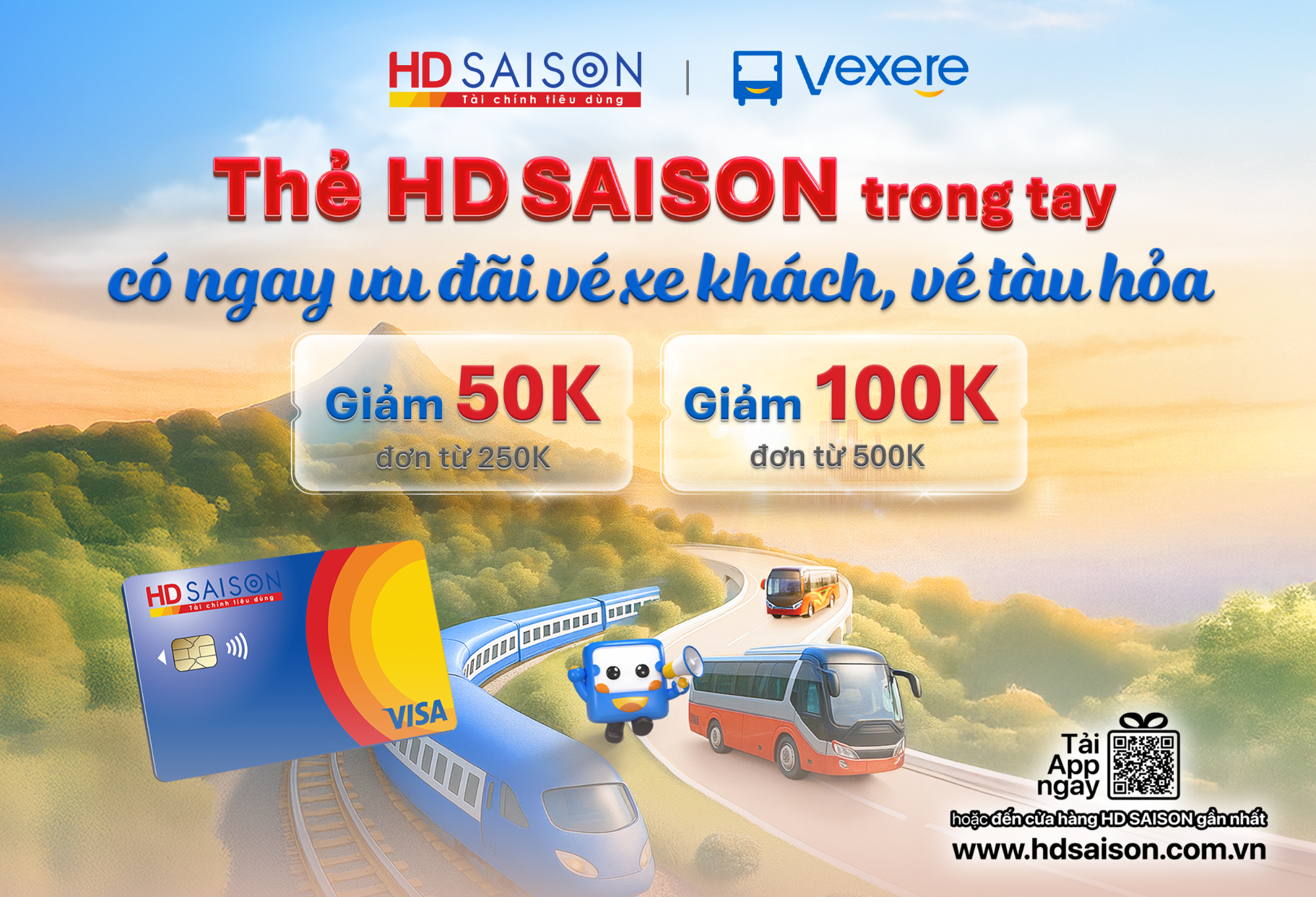 Thẻ HD SAISON trong tay - Có ngay ưu đãi vé xe khách, vé tàu hỏa