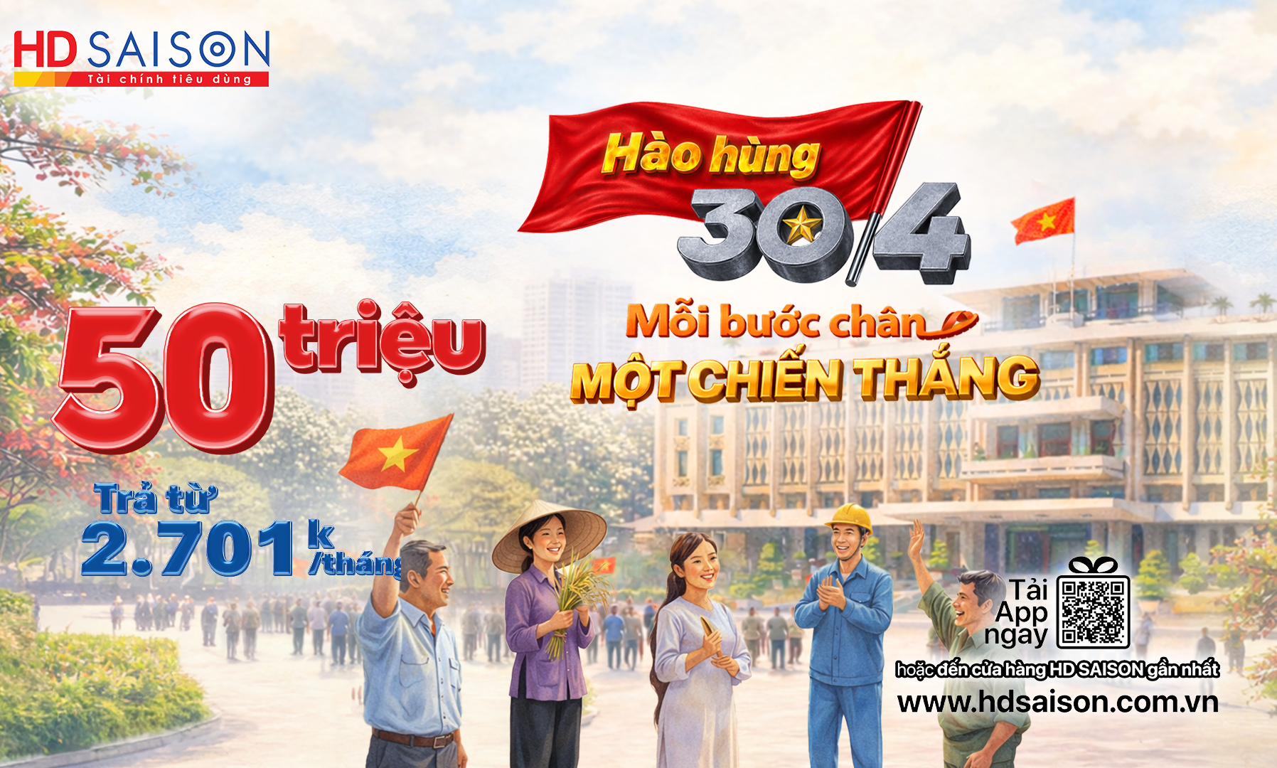 30/4 – Gói vay 50 triệu, sẵn sàng cho mọi kế hoạch