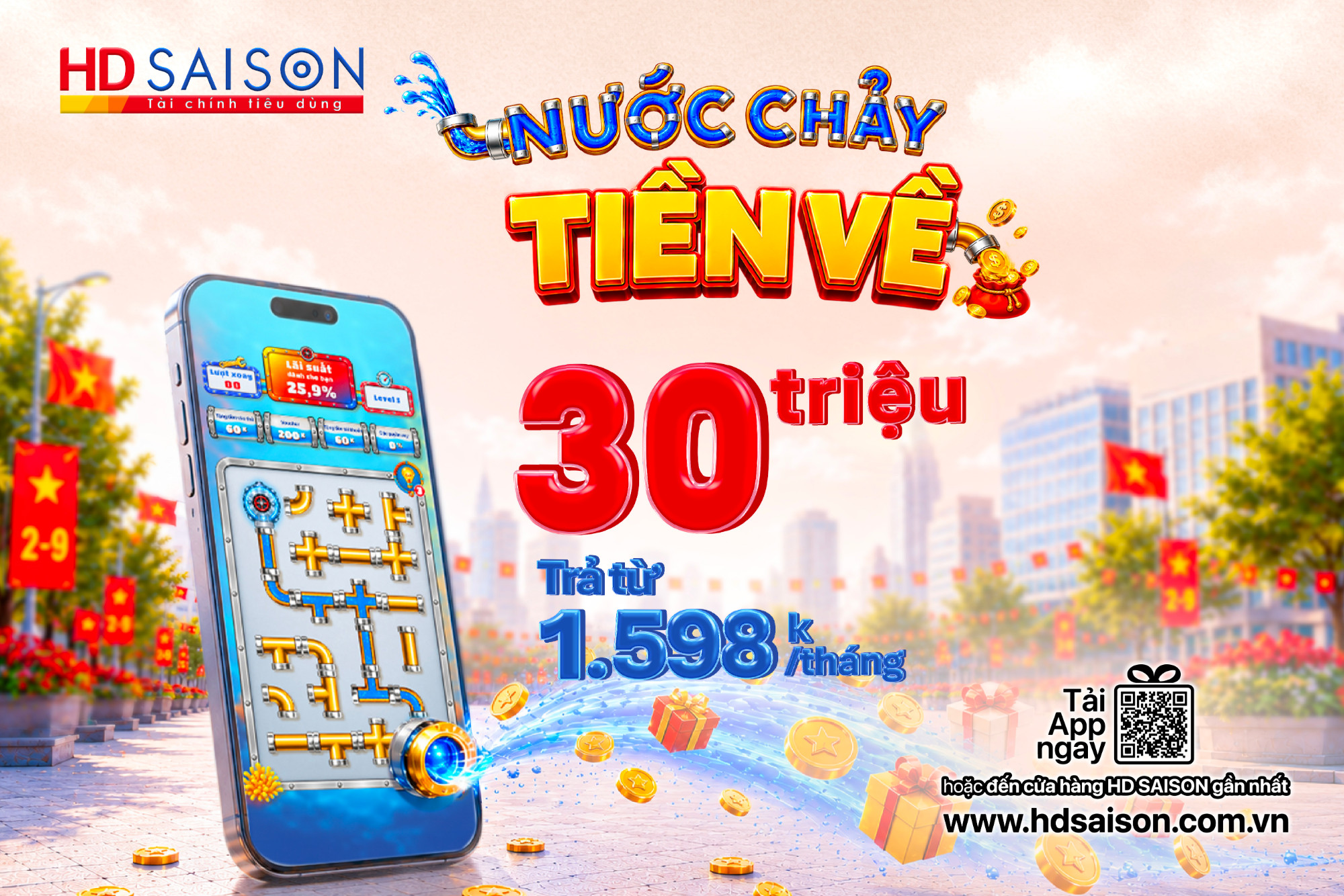 Nước chảy – Tiền về: Vay đến 30 triệu, rộn ràng ưu đãi 2/9