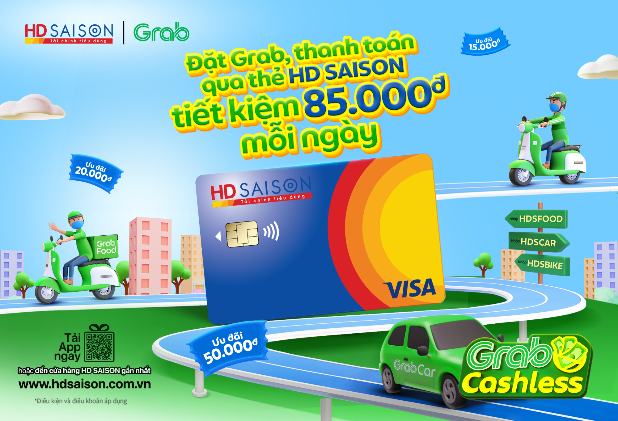 Tiết kiệm 85.000 VNĐ mỗi ngày với thẻ HD SAISON khi đặt Grab
