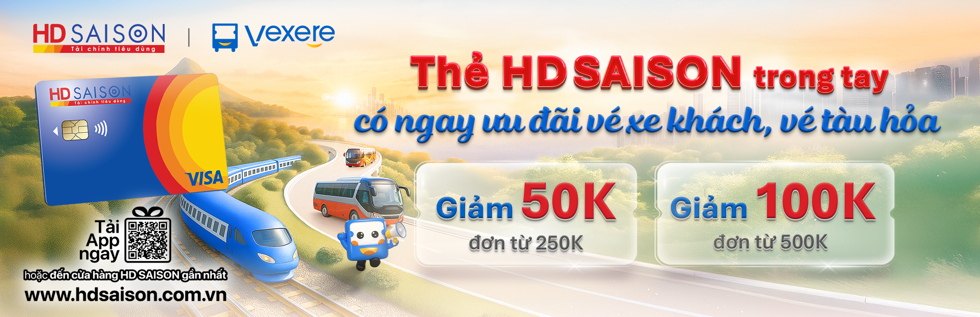 Thẻ HD SAISON trong tay - Có ngay ưu đãi vé xe khách, vé tàu hỏa