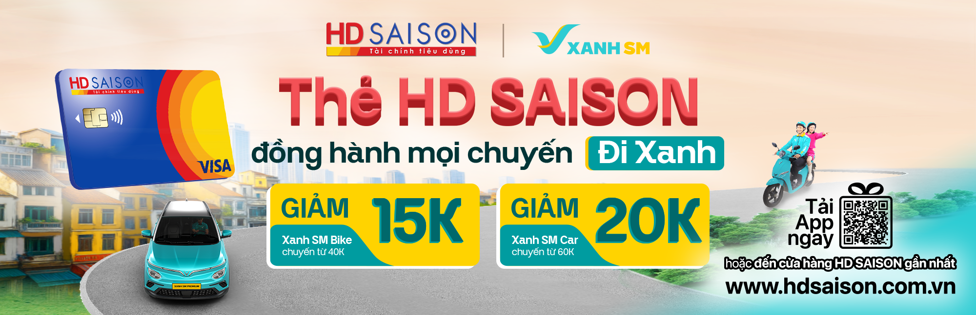 Thẻ HD SAISON đồng hành mọi chuyến đi Xanh