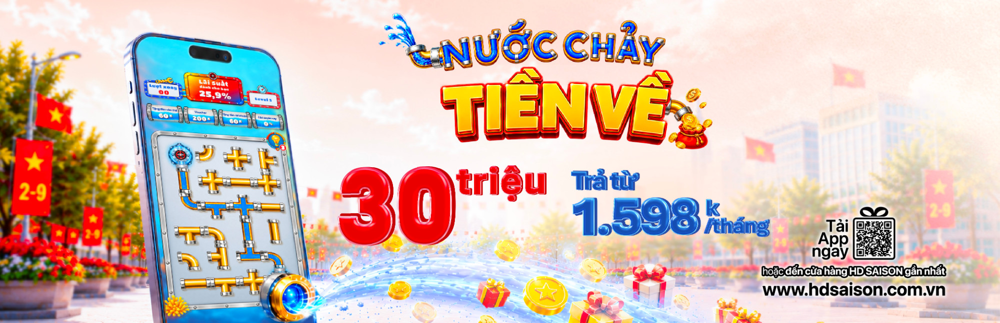 Nước chảy – Tiền về: Vay đến 30 triệu, rộn ràng ưu đãi 2/9