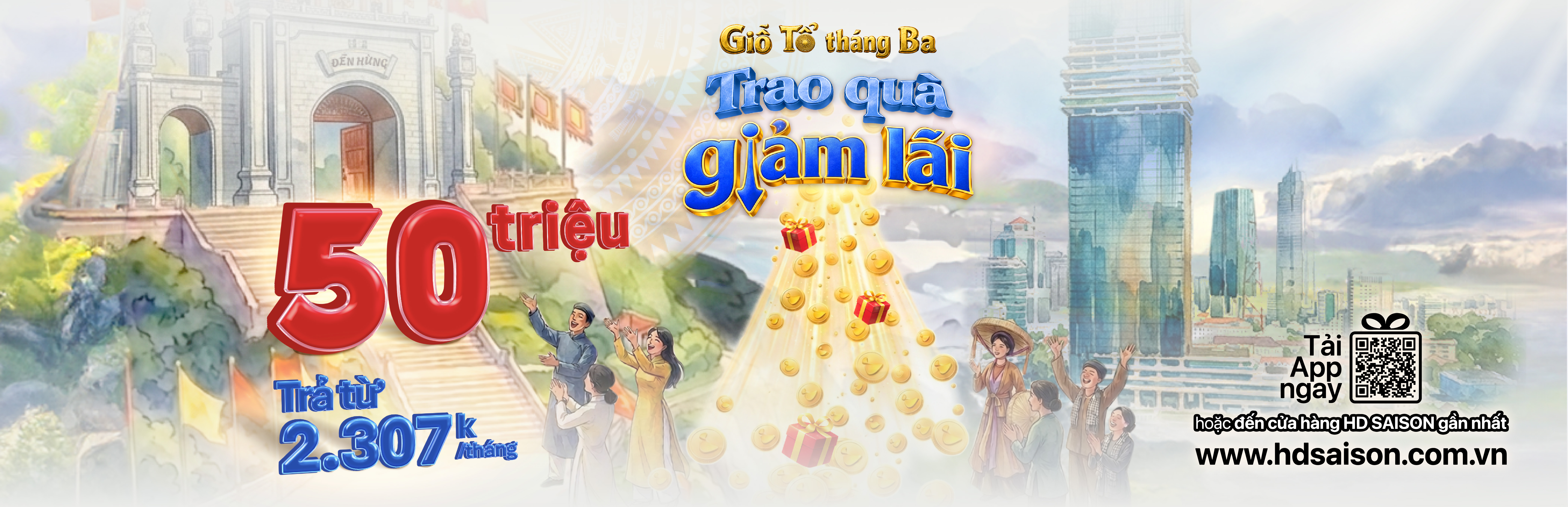 Giỗ Tổ tháng ba, HD SAISON trao quà, giảm lãi