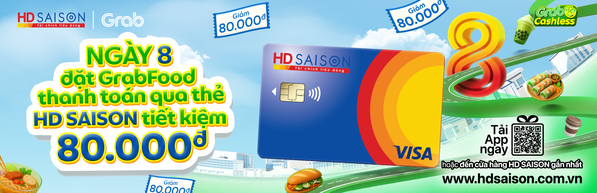 Tiết kiệm 85.000 VNĐ mỗi ngày với Thẻ HD SAISON khi đặt Grab
