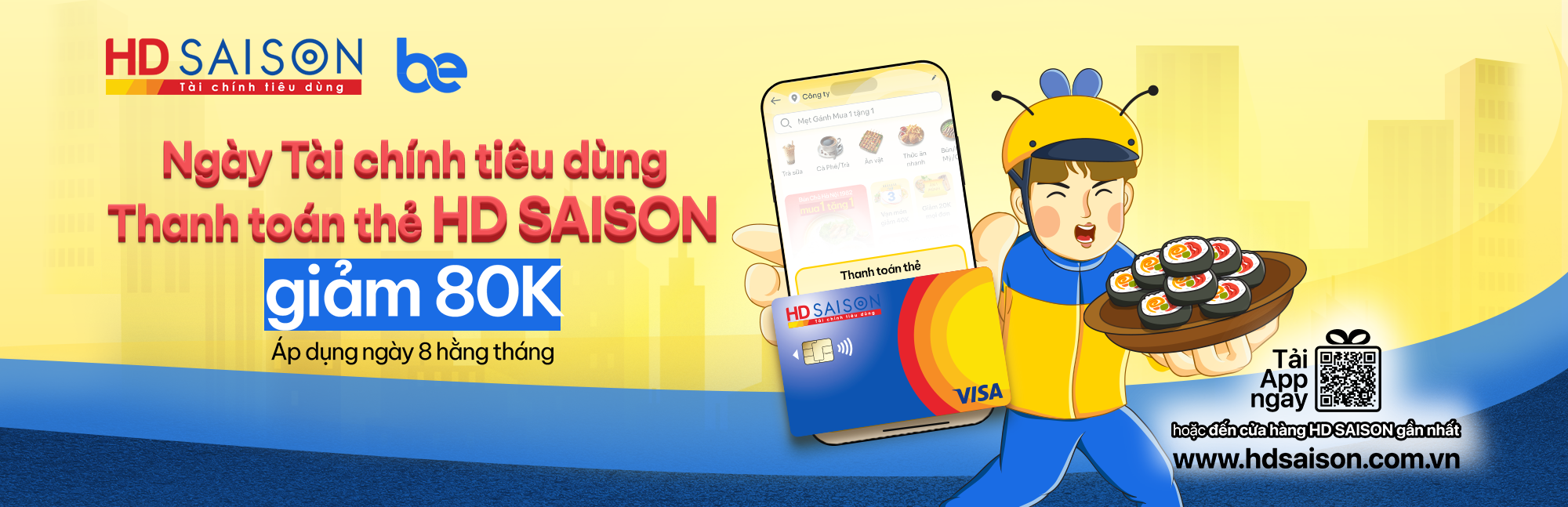 Thẻ HD SAISON giảm 30K mỗi ngày khi đặt be